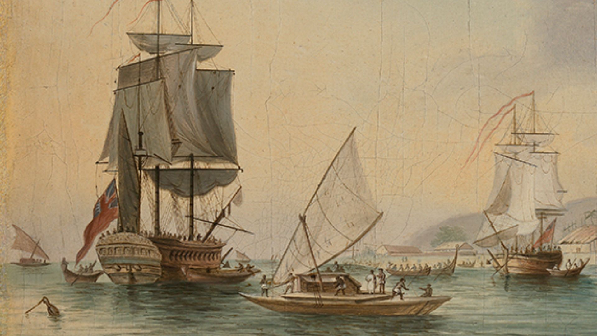 File:HMS 'Resolution' and 'Discovery' in Tahiti RMG L9757 (cropped).jpg