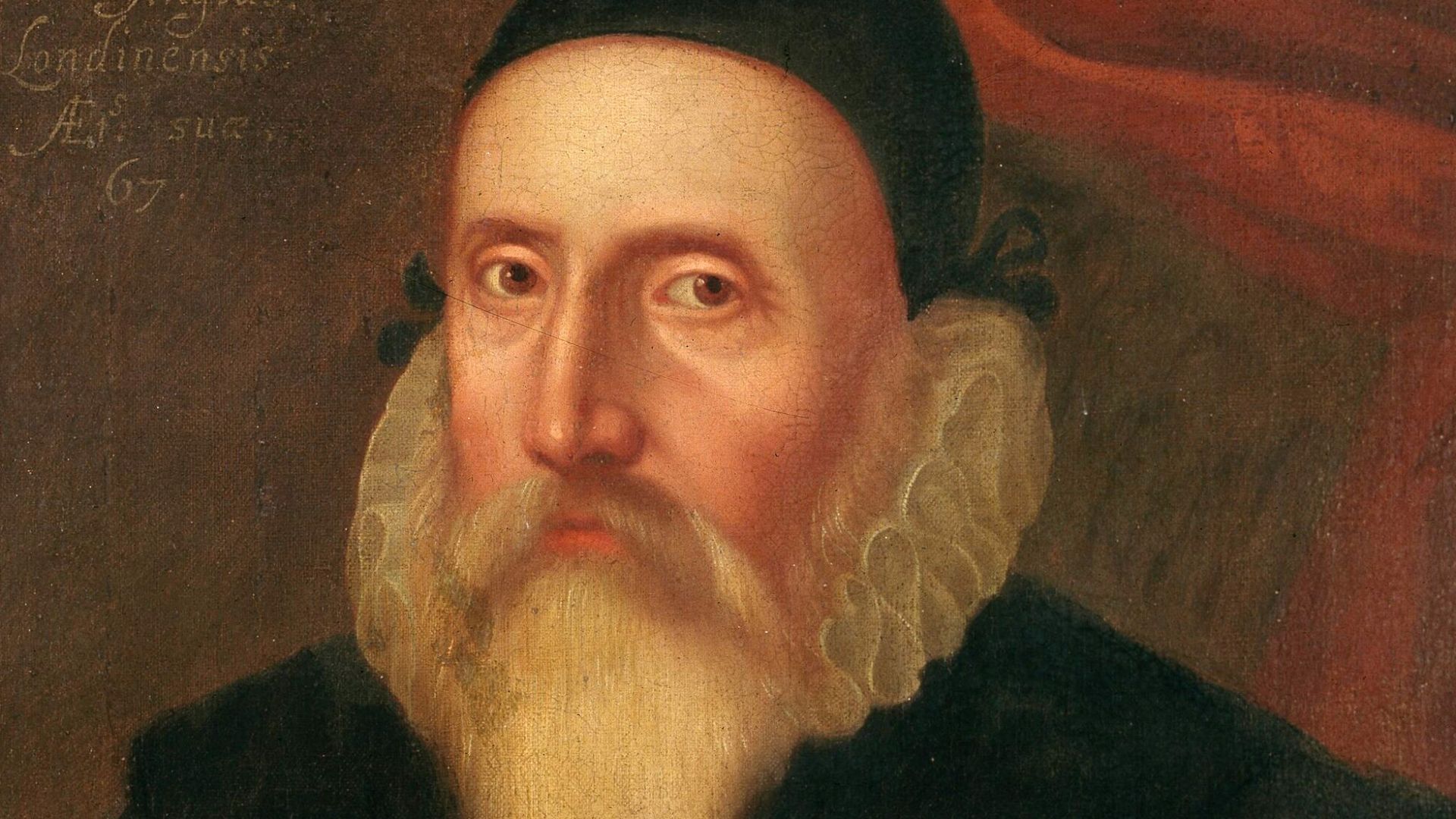 According to Charlotte Fell Smith, this portrait was painted when Dee was 67. It belonged to his grandson Rowland Dee and later to Elias Ashmole, who left it to Oxford University.