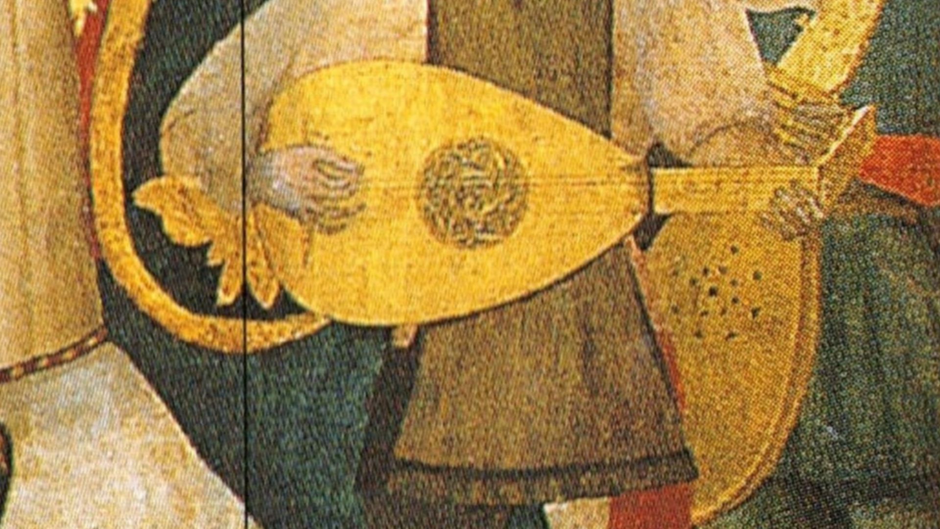 Dettaglio dal Volto Santo di Lucca, e la leggenda del menestrello, tempera su tavola al Museo diocesano di Lanciano, proveniente dalla cappella del Salvatore nella Cattedrale di Ortona