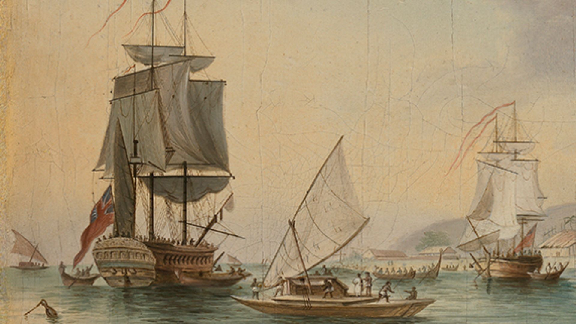 File:HMS 'Resolution' and 'Discovery' in Tahiti RMG L9757 (cropped).jpg