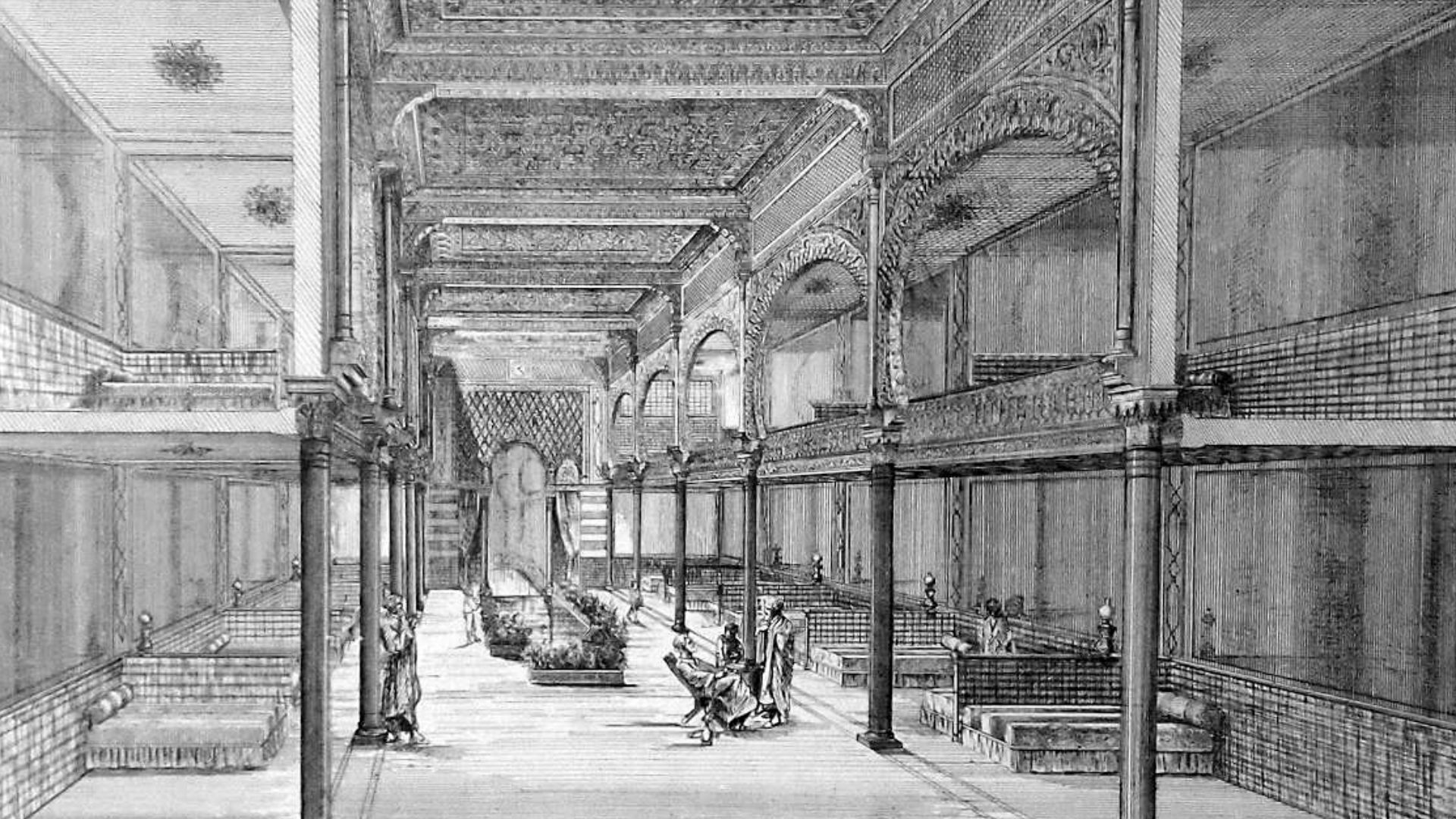 Cooling-room of the Paris Hammam in the Rue Nve. des Mathurins  (based on that in David Urquhart's influenced Jermyn Street baths)