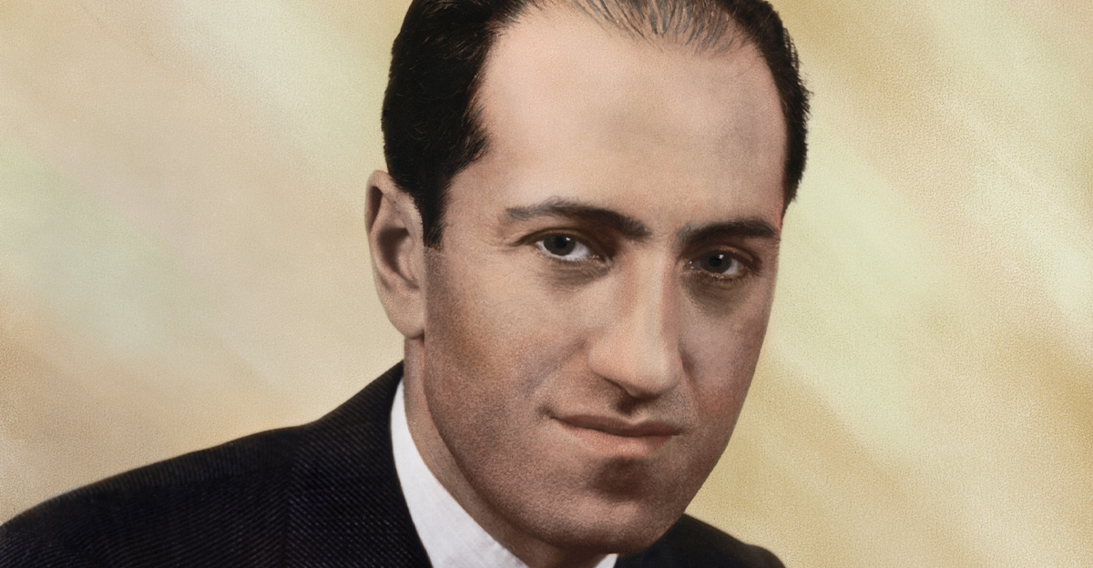 American composer George Gershwin (1898-1937) in a hand-tinted photographic portrait from the 1930s.