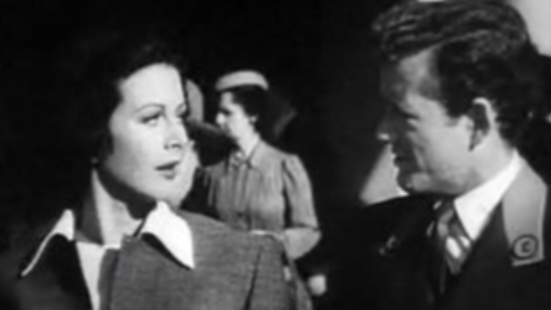 Cropped screenshot of Hedy Lamarr and Robert Walker  from the trailer for the film Her Highness and the Bellboy