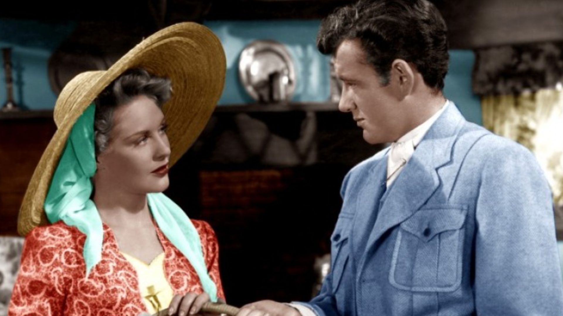 Dorothy Patrick & Robert Walker in Till the Clouds Roll By - cropped screenshot