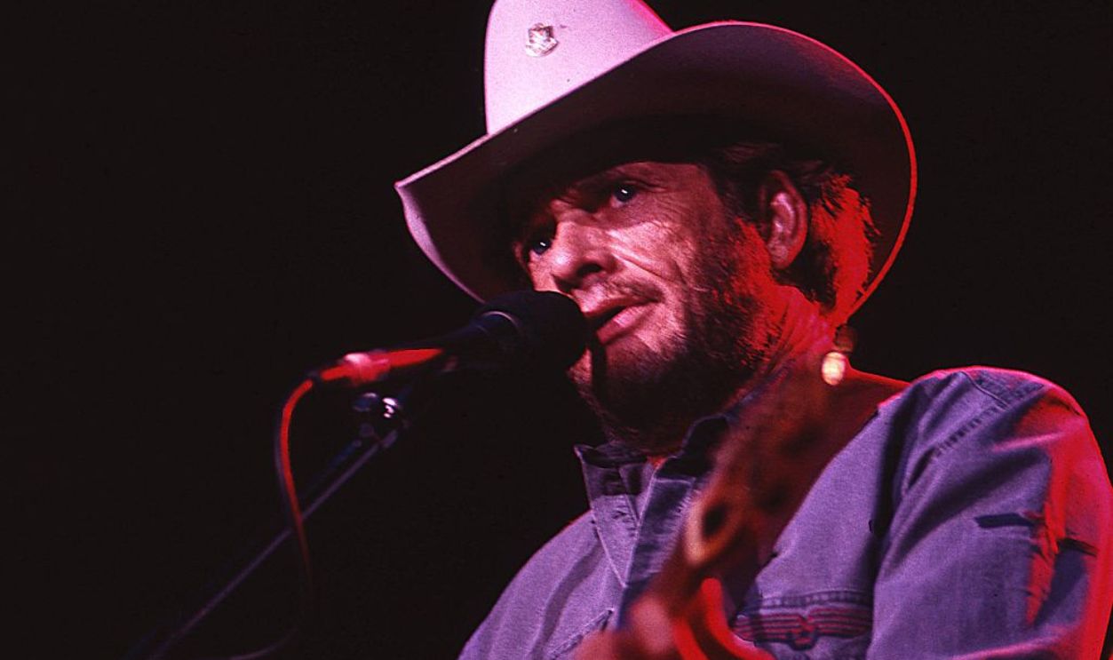 Country musician Merle Haggard performs with a Fender Telecaster in August 26, 1988. 