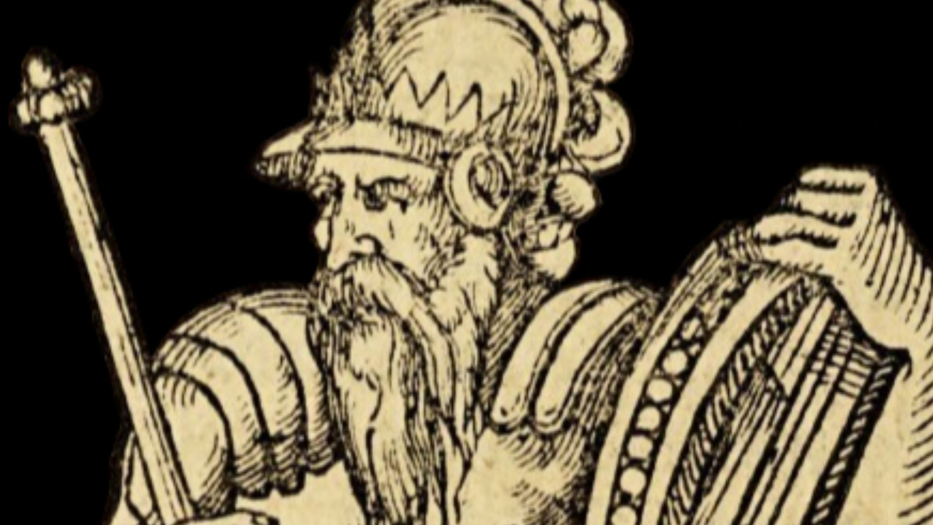 16th century depiction of Rhodri Mawr in David Powell's english translation of Brut y Tywysogion