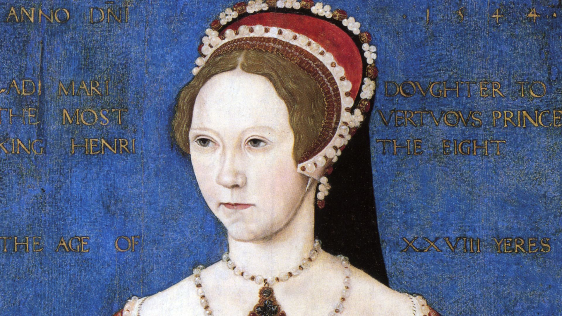  

This image is a JPEG version of the original PNG image at File: Mary I by Master John.png.
Generally, this JPEG version should be used when displaying the file from Commons, in order to reduce the file size of thumbnail images.
However, any edits to the image should be based on the original PNG version in order to prevent generation loss, and both versions should be updated. Do not make edits based on this version. Admins: Although this file is a scaled-down duplicate, it should not be deleted! See here for more information.