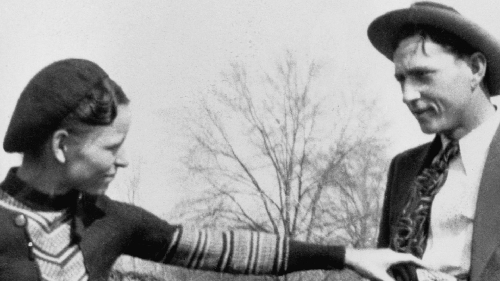 Bonnie and Clyde fooling around. Undeveloped photographs, left behind by the gang at a hideout, were taken as evidence by lawmen. Recovered from Bonnie and Clyde after their deaths on May 23, 1934. Credit FBI.