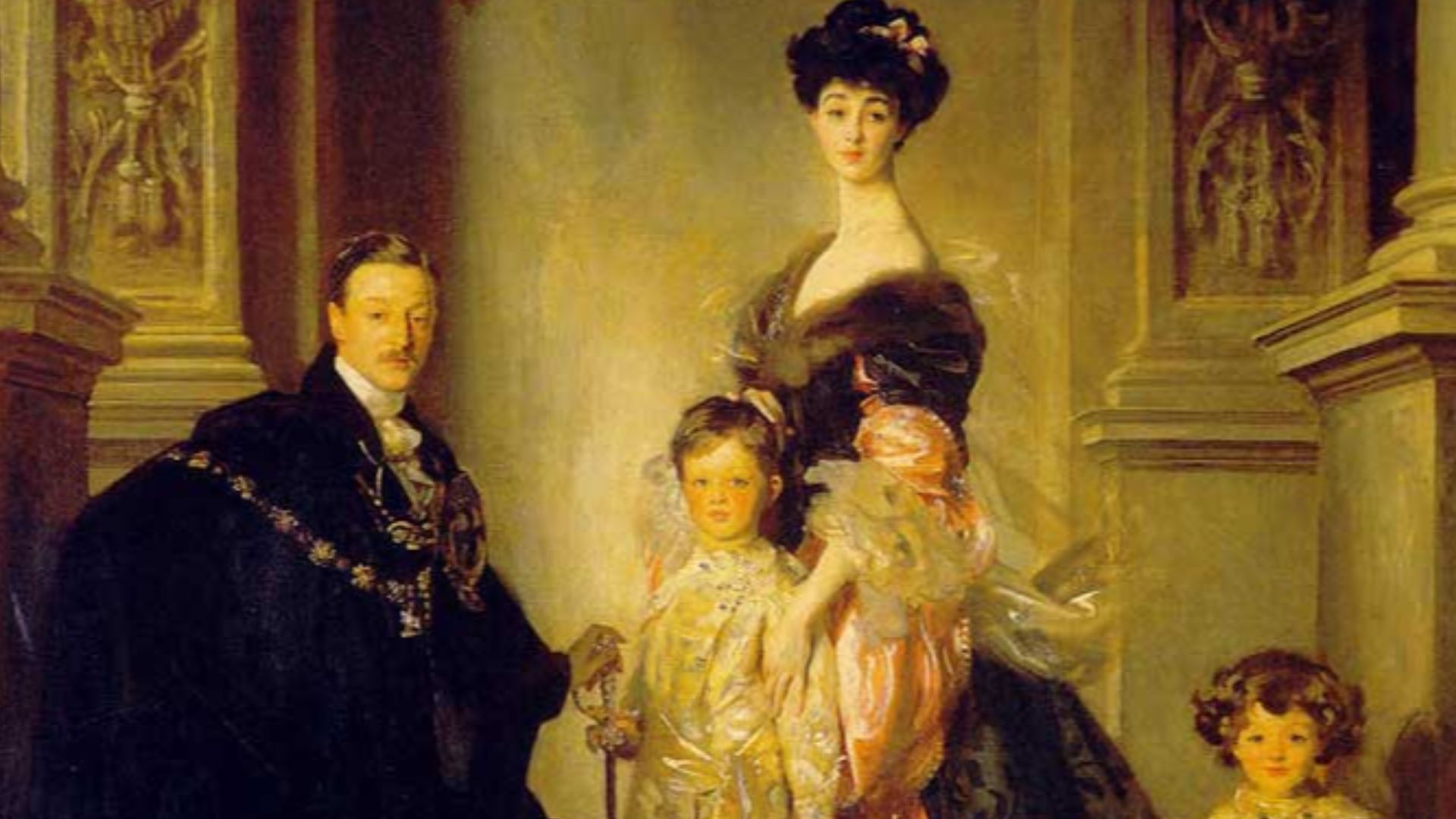Charles, 9th Duke of Marlborough, with Consuelo, Duchess of Marlborough, and their sons John, the 10th Duke of Marlborough, and Lord Ivor Spencer-Churchill
