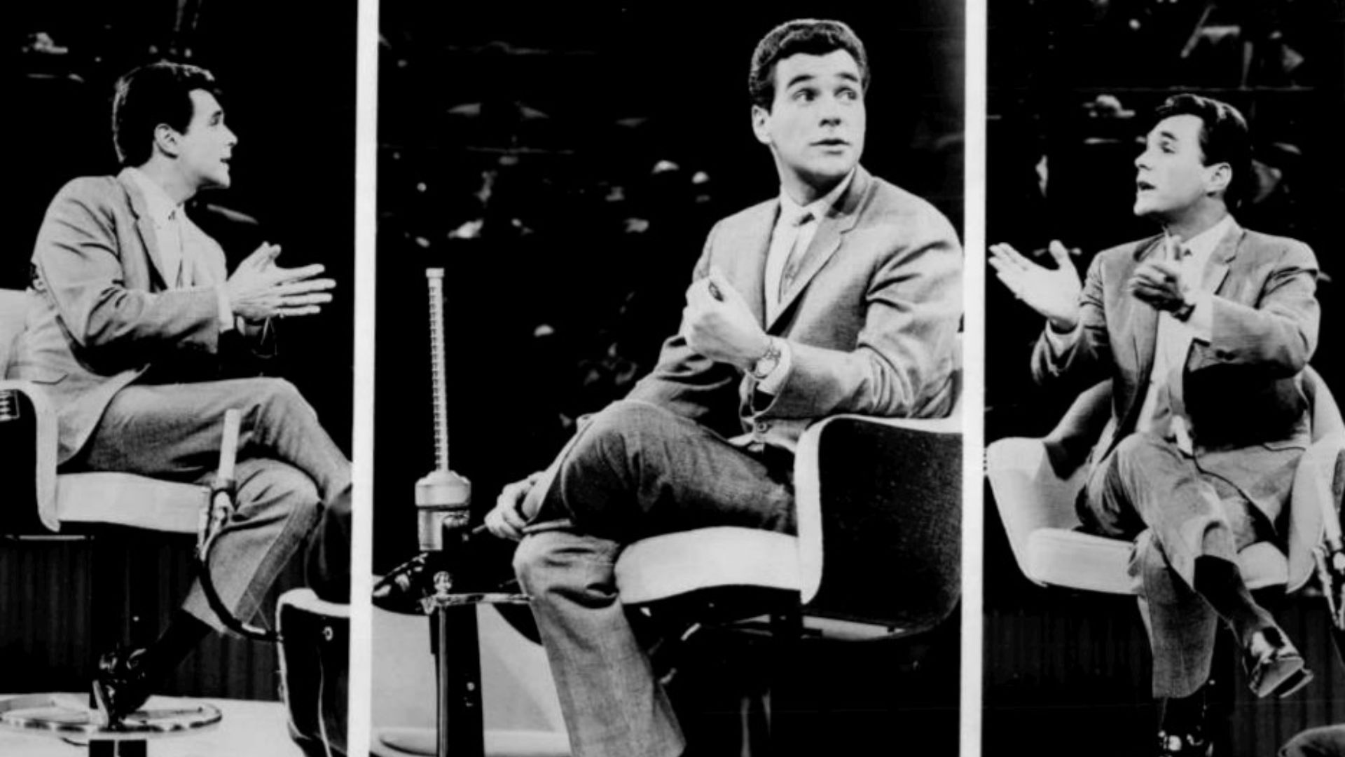 Scenes from The Les Crane Show with its host, Les Crane.