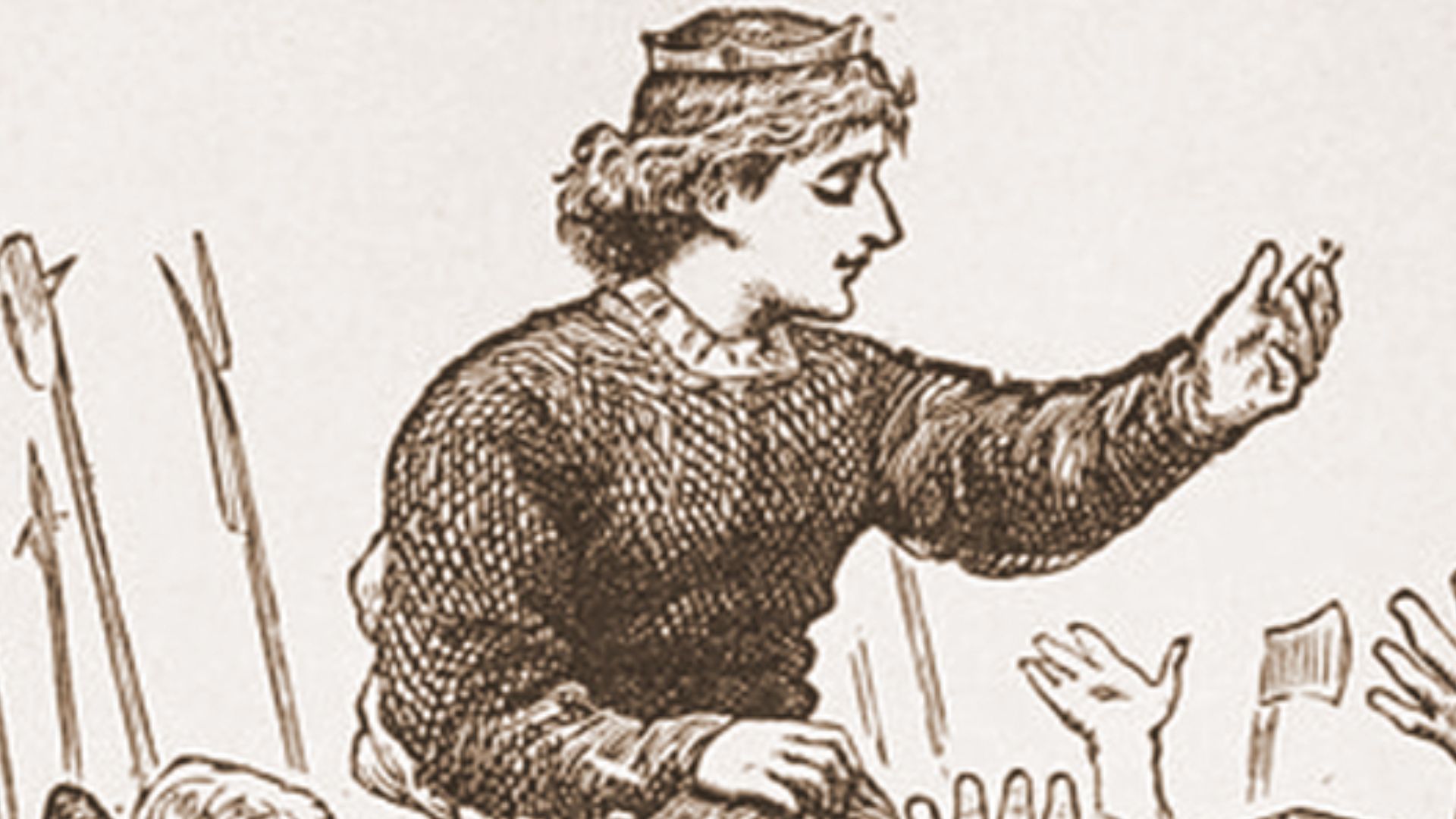 Artist’s impression of w:Lambert Simnel riding on the shoulders of supporters in Ireland