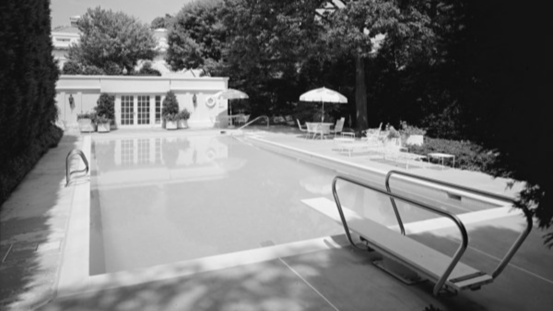 Swimming pool of the White House. 
Built by Gerald Ford at the south of the East.
The former indoor pool was transformed to the press briefing room by Nixon.