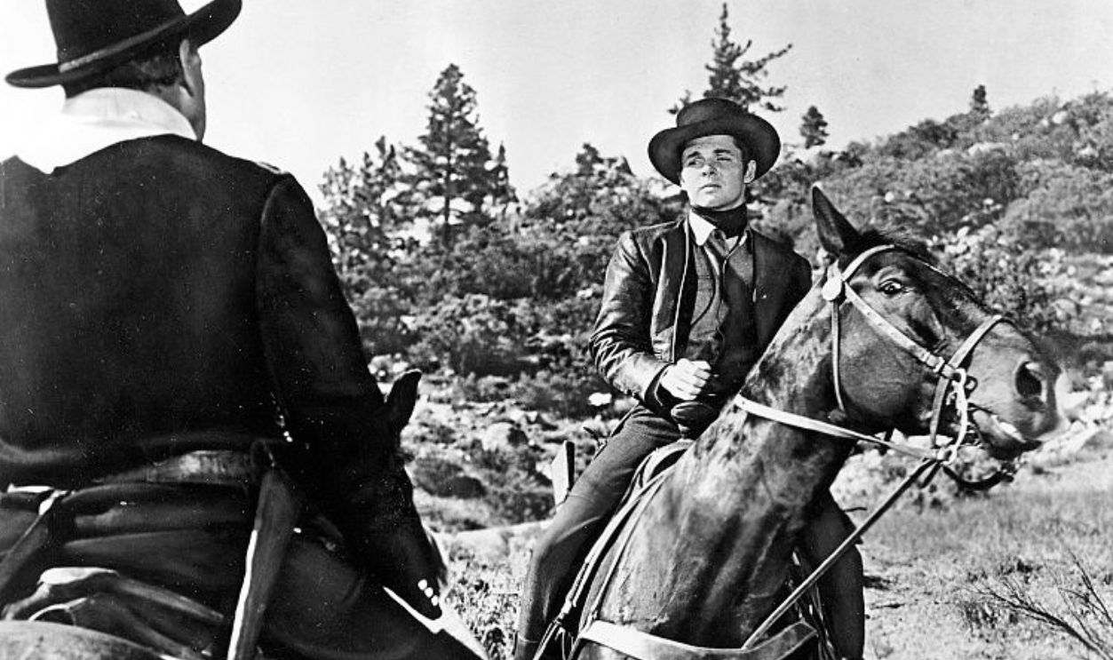 (Eingeschränkte Rechte für bestimmte redaktionelle Kunden in Deutschland. Limited rights for specific editorial clients in Germany.) Murphy, Audie - Actor, Songwriter, USA - *20.06.1926-28.05.1971+ Scene from the movie 'The Kid from Texas'' Directed by: Kurt Neumann USA 1950 Produced by: Universal International Pictures (UI) Vintage property of ullstein bild
