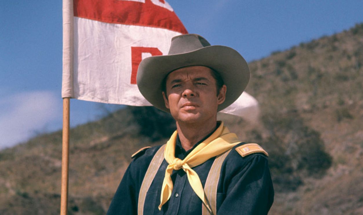 Audie Murphy in scene from 'Apache Rifles' 1964. 