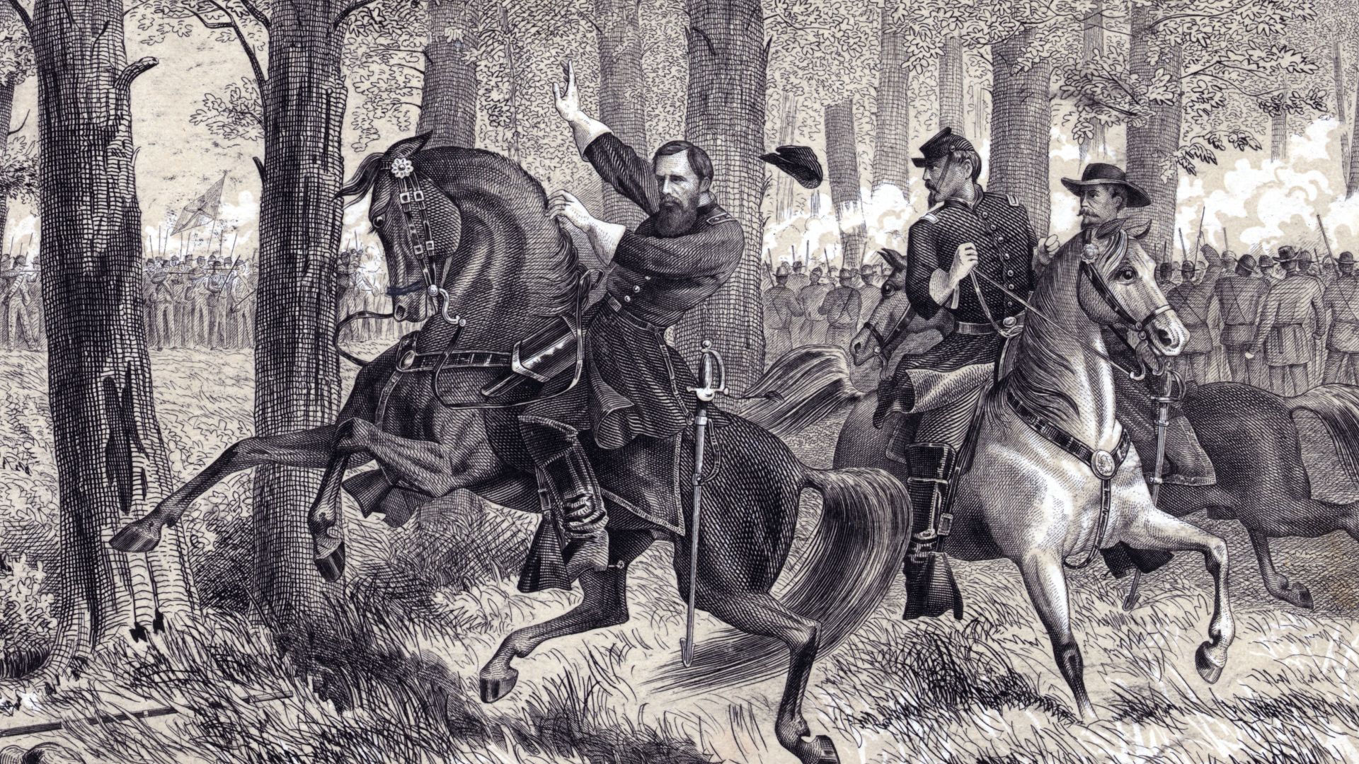 The Fall of Reynolds - The death of John Fulton Reynolds at the Battle of Gettysburg in 1863, depicted by Alfred Rudolph Waud.