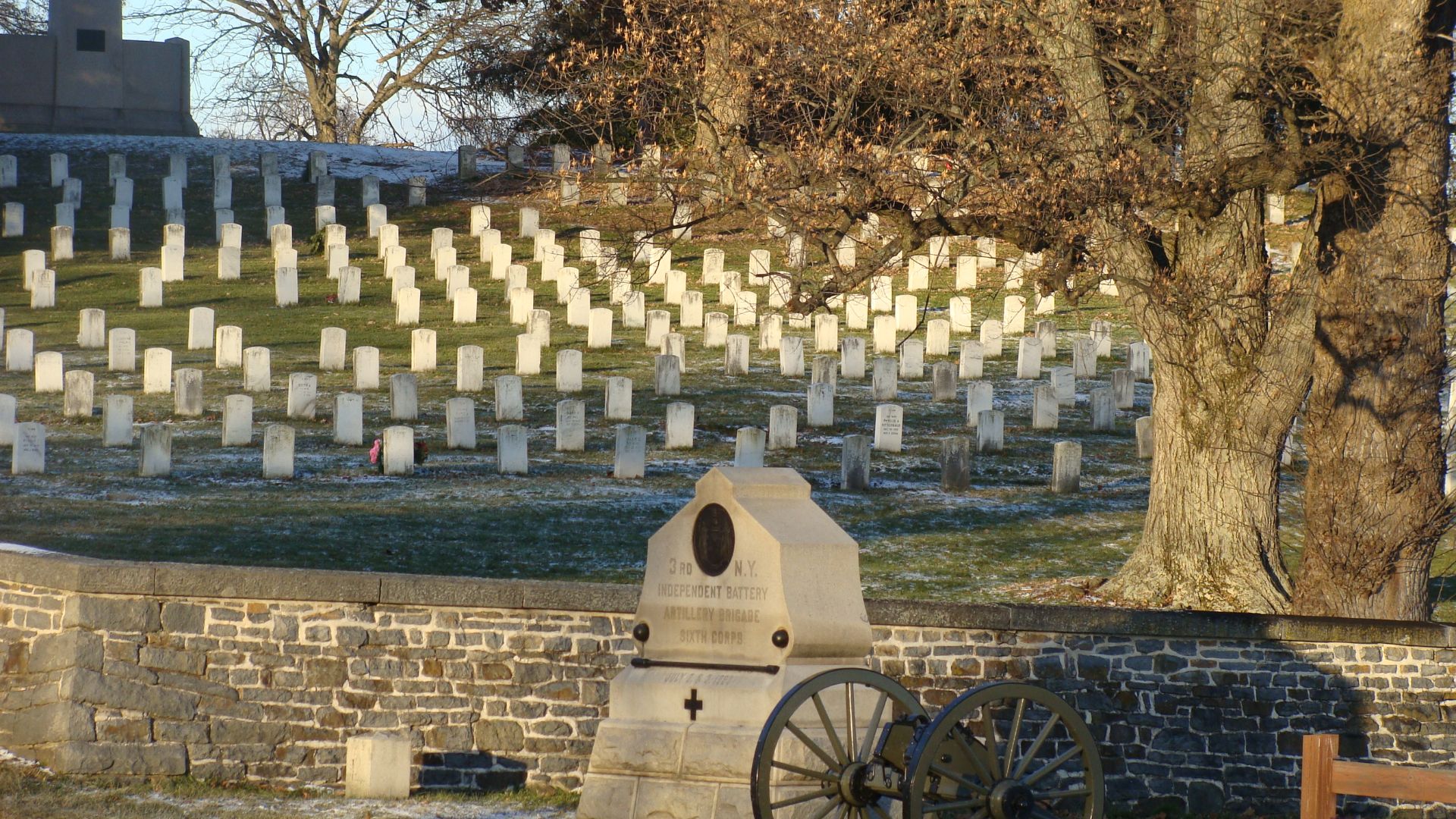 Photograph of a cemetary at the Gettysburg National Military Park in Gettysburg, PA