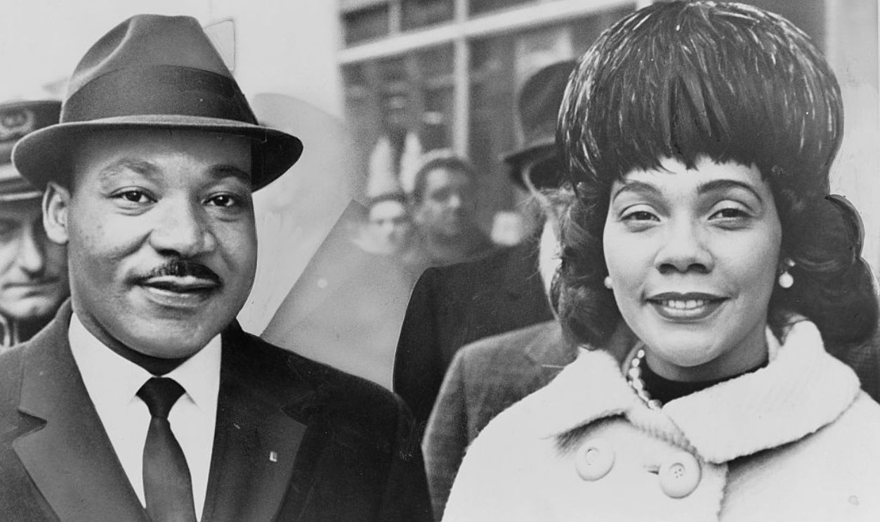 African American civil rights leader Martin Luther King, Jr (1929 - 1968) poses for a portrait with his wife and fellow civil rights leader Coretta Scott King (1927 - 2006), 1964.
