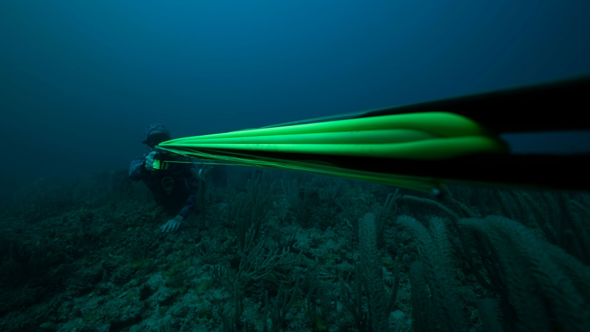 a man in a wet suit is diving in the ocean