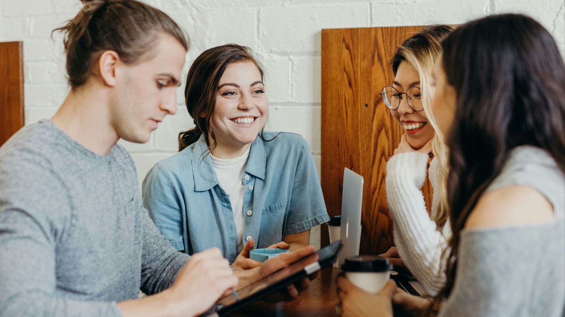 A group of friends at a coffee shop