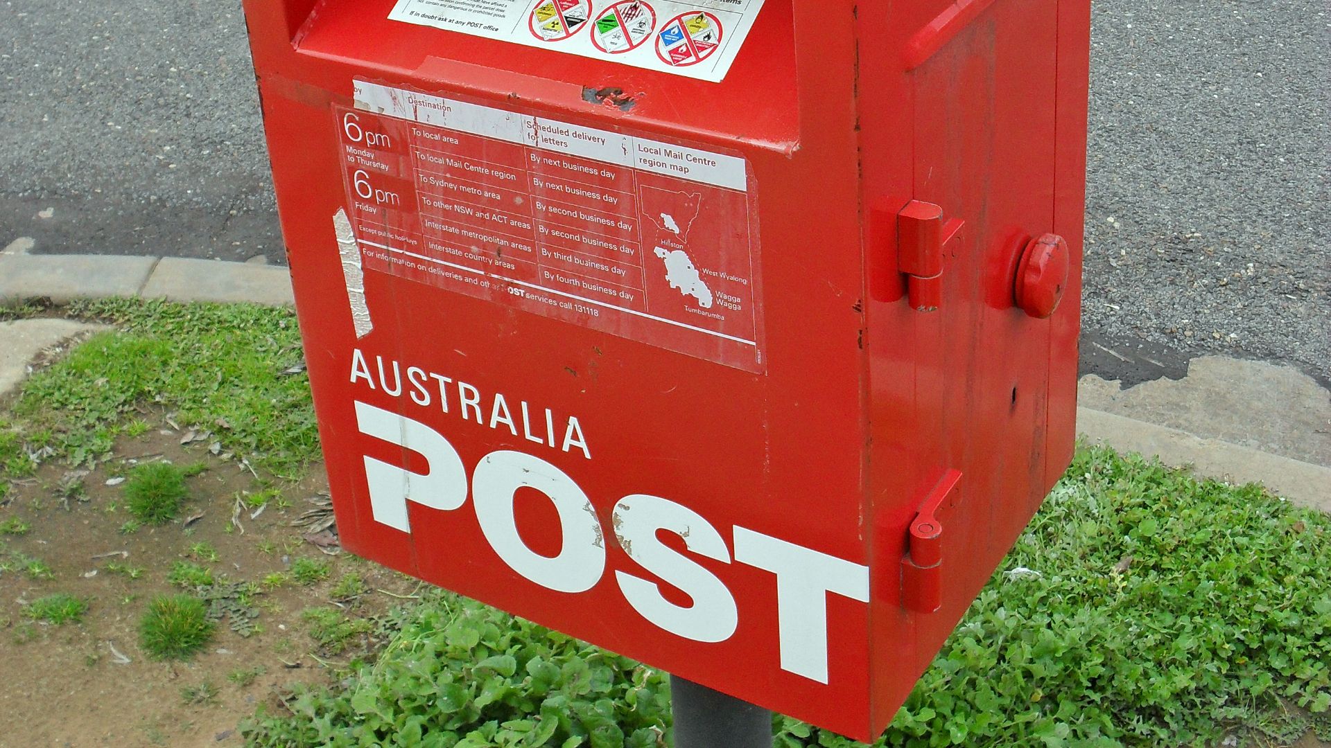 Post box owned by Australia Post.