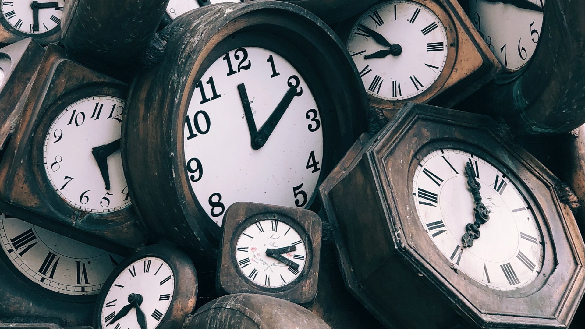 brown-and-white clocks