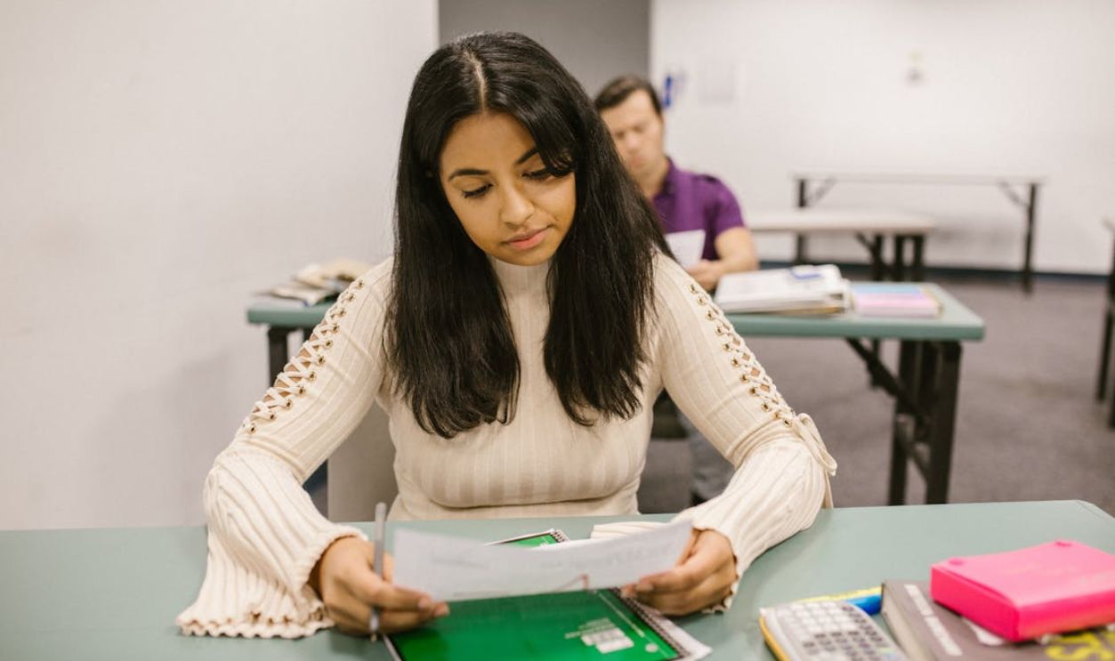 Student Looking at Her Test Result