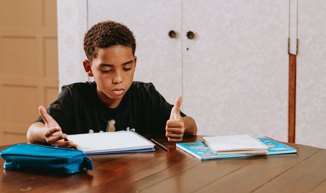 Boy Learning at Table