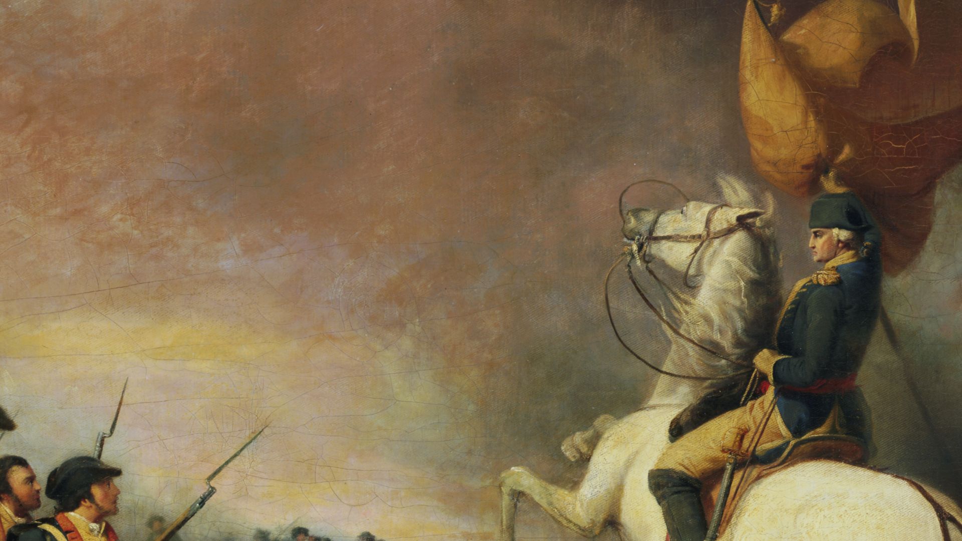 General George Washington rallying his troops at the Battle of Princeton.