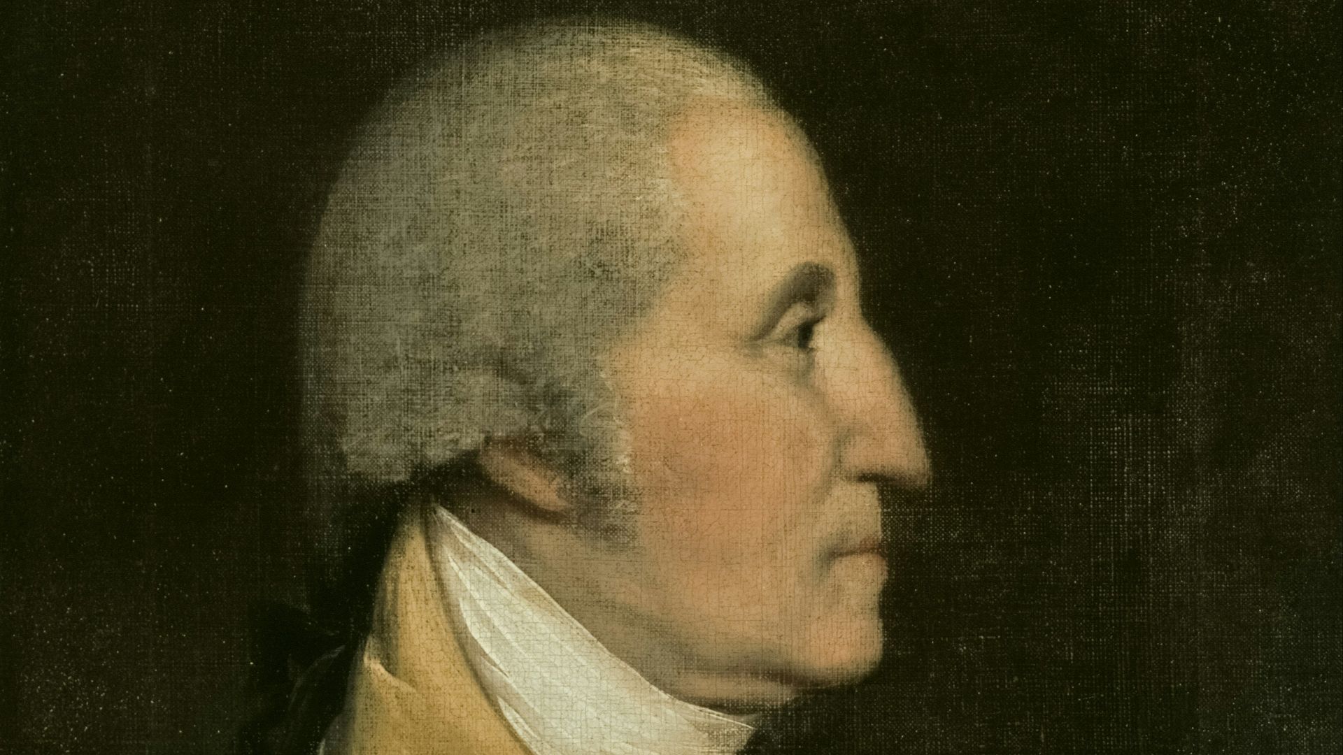 Portrait of george washington in military uniform.