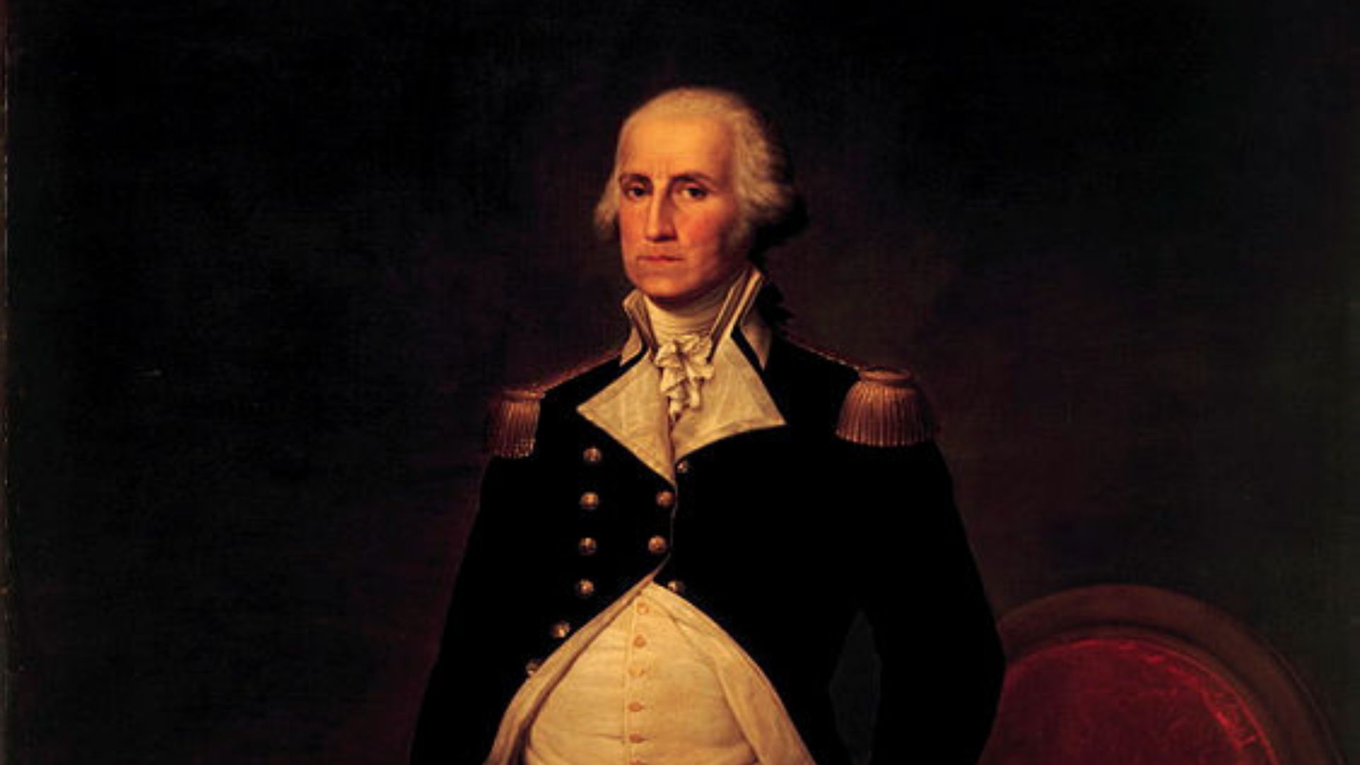 This portrait of George Washington was painted by Ecuadorian artist Luis Cadena in 1877. Washington served as the Commander in Chief of the Continental Army during the American Revolution. The first president was in office from April 30, 1789 until March 4, 1797.