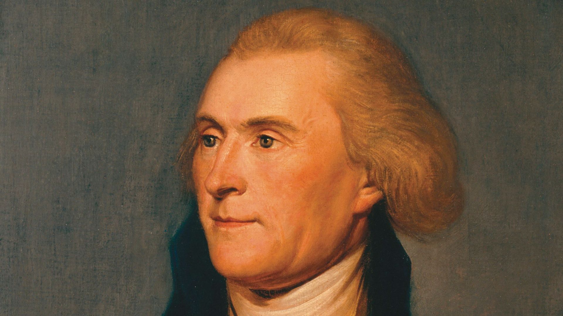 Portrait of Thomas Jefferson which hangs in the Thomas Jefferson State Reception Room on the  8th floor of the main U.S. Department of State building in Washington, D.C.   It was painted by Charles Willson Peale while Jefferson was Secretary of State.  It is probably a replica of Peale's 1791 portrait of Jefferson which hangs in the Independence National Historical Park.  For more information, see here and here.