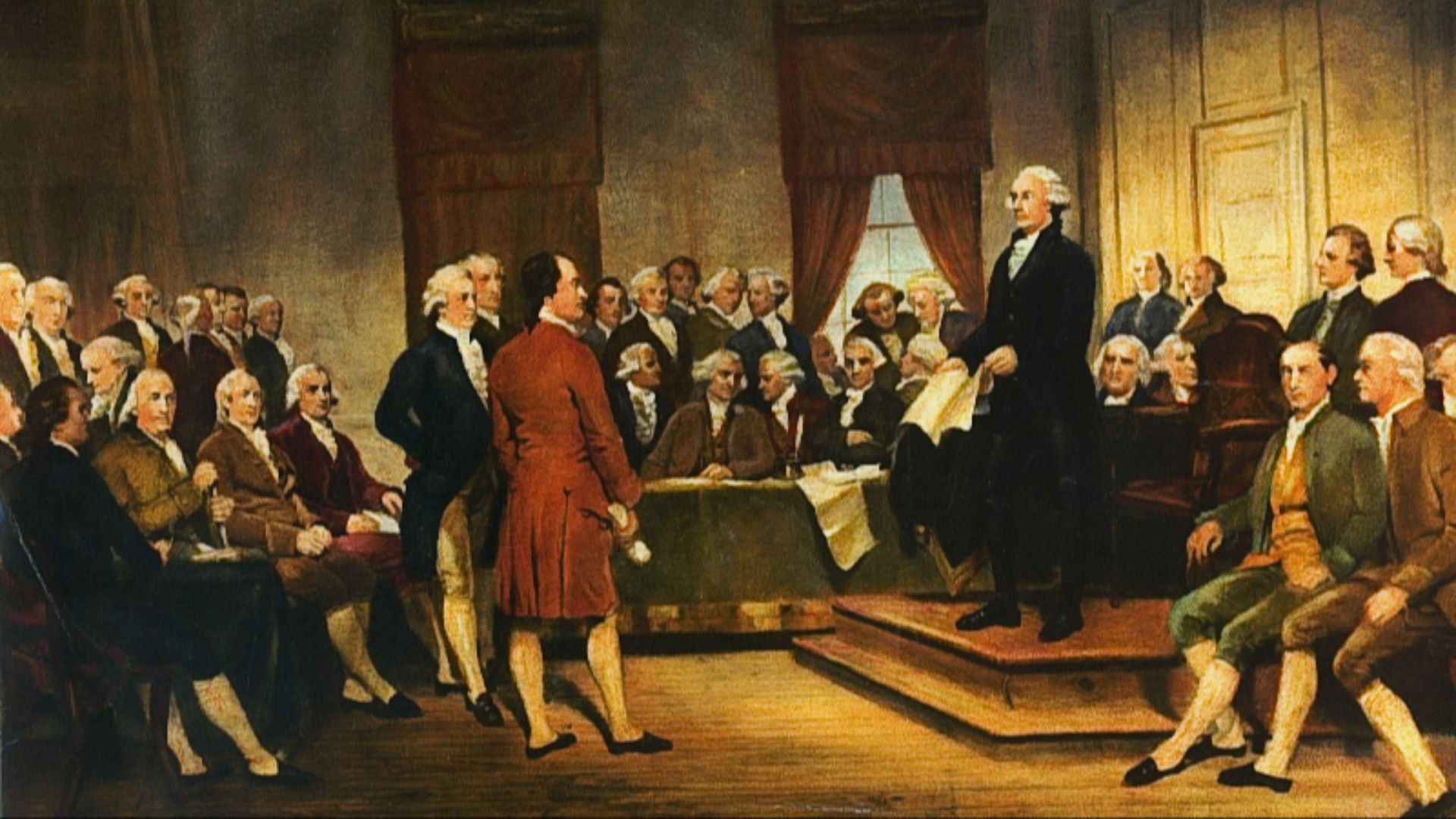Washington at Constitutional Convention of 1787, signing of U.S. Constitution.