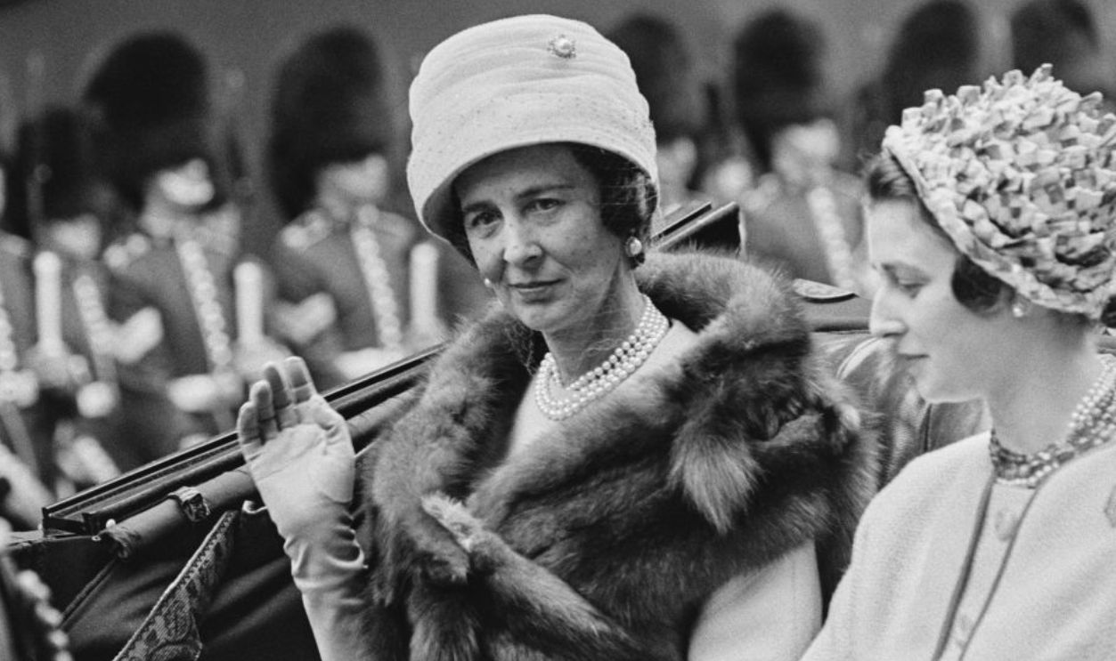 Princess Marina, the Duchess of Kent (Princess Marina of Greece and Denmark, 1906-1968) with her daughter Princess Alexandra of Kent, attending the arrival of President Charles de Gaulle of France for a state visit, Victoria Station, London, April 5th, 1960. 