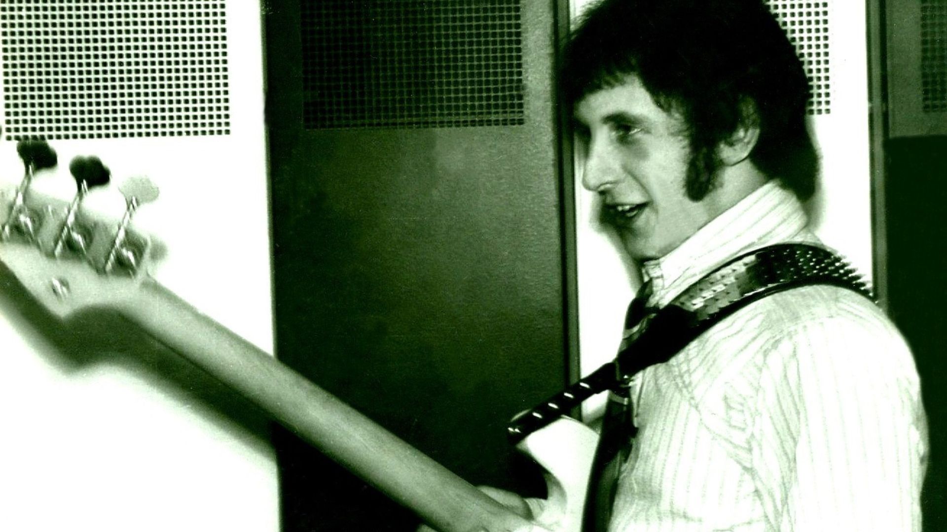 1967 - The Who's bassist, John Entwistle, with his bandmates backstage before their gig in Ludwigshafen, Germany.