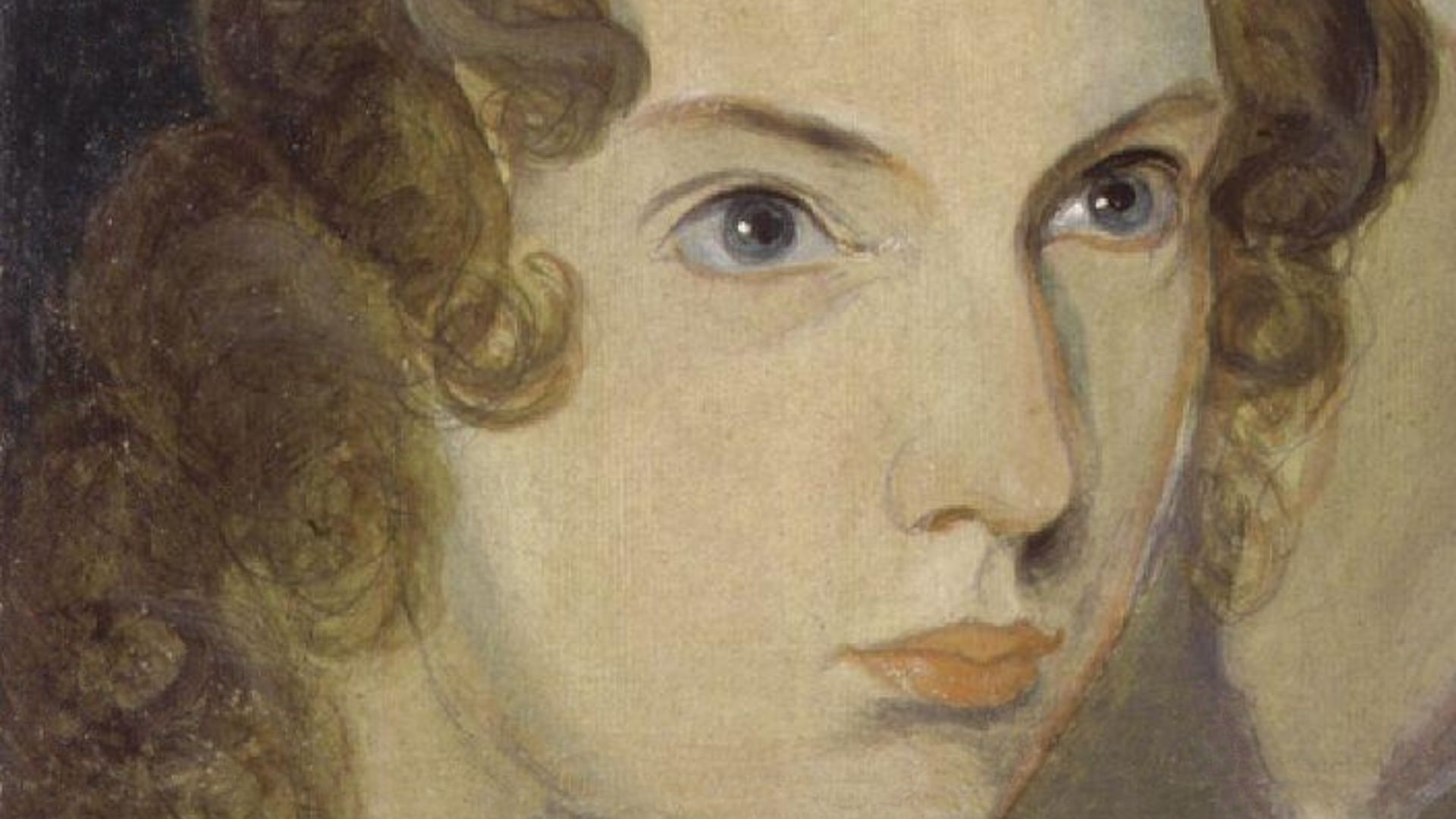 Anne Brontë, as painted by her brother Patrick Branwell Brontë (died 1848), from a portrait with her sisters. See source website for additional information.