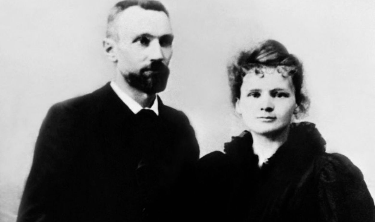 Picture dated probably 1895 shows Marie Curie-Skolodowska with Pierre Curie shortly after their wedding. Marie Curie and her husband, the French physicist, Pierre Curie, were the discoverers of radium and won the Nobel prize for physics in 1903. Pierre Curie was born in Paris 15 May 1859 and his most important contributions to physics was the discovery that the magnetic properties of substances change at certain temperature, known as the 