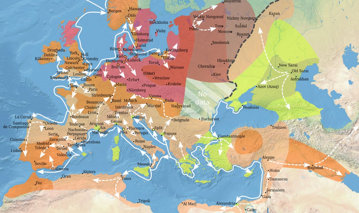 File:1346-1353 spread of the Black Death in Europe map.svg
