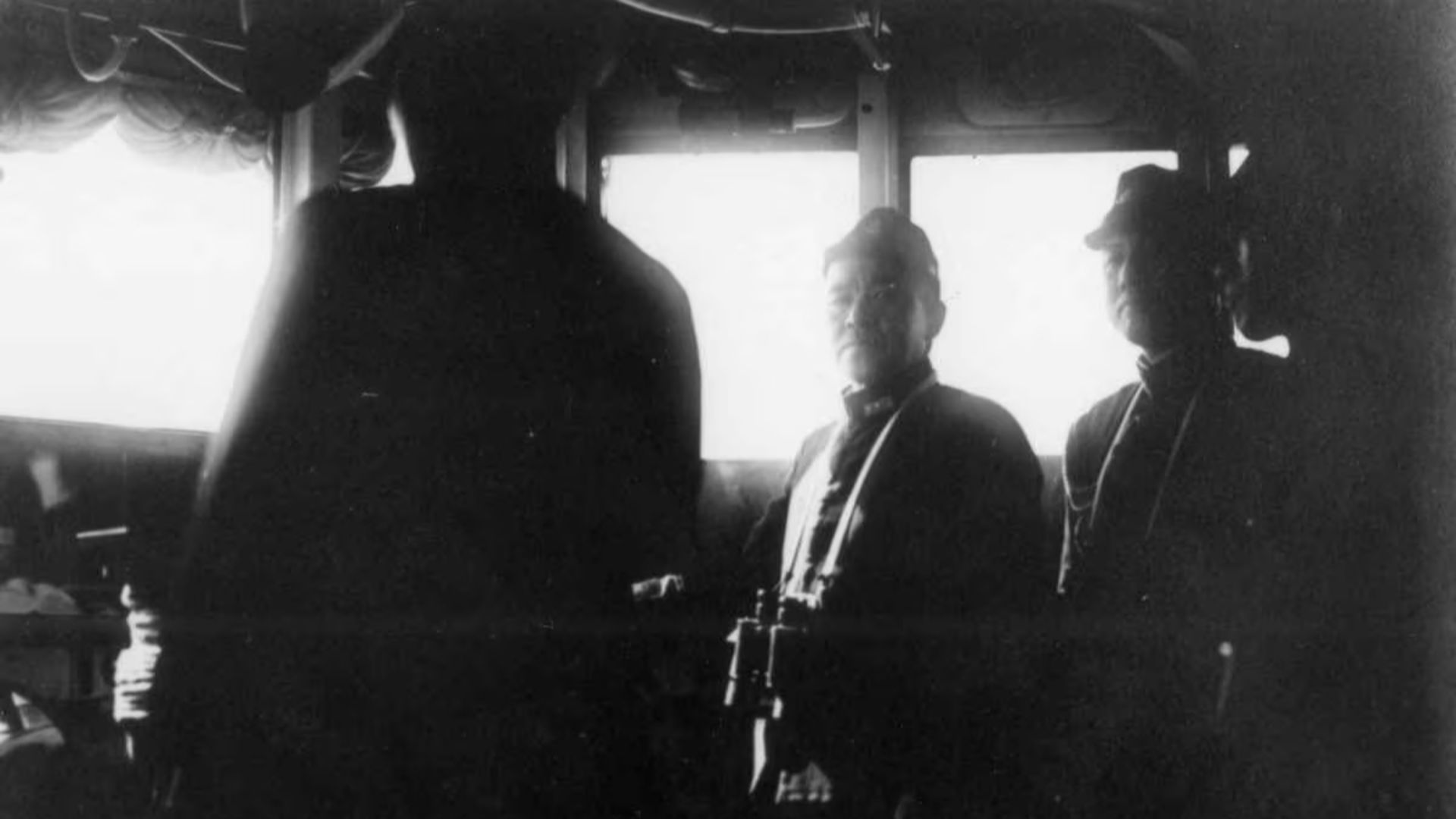 Chuichi Nagumo (center) in the bridge of Akagi heading to attack Pearl Harbor, 26 November - 7 December 1941