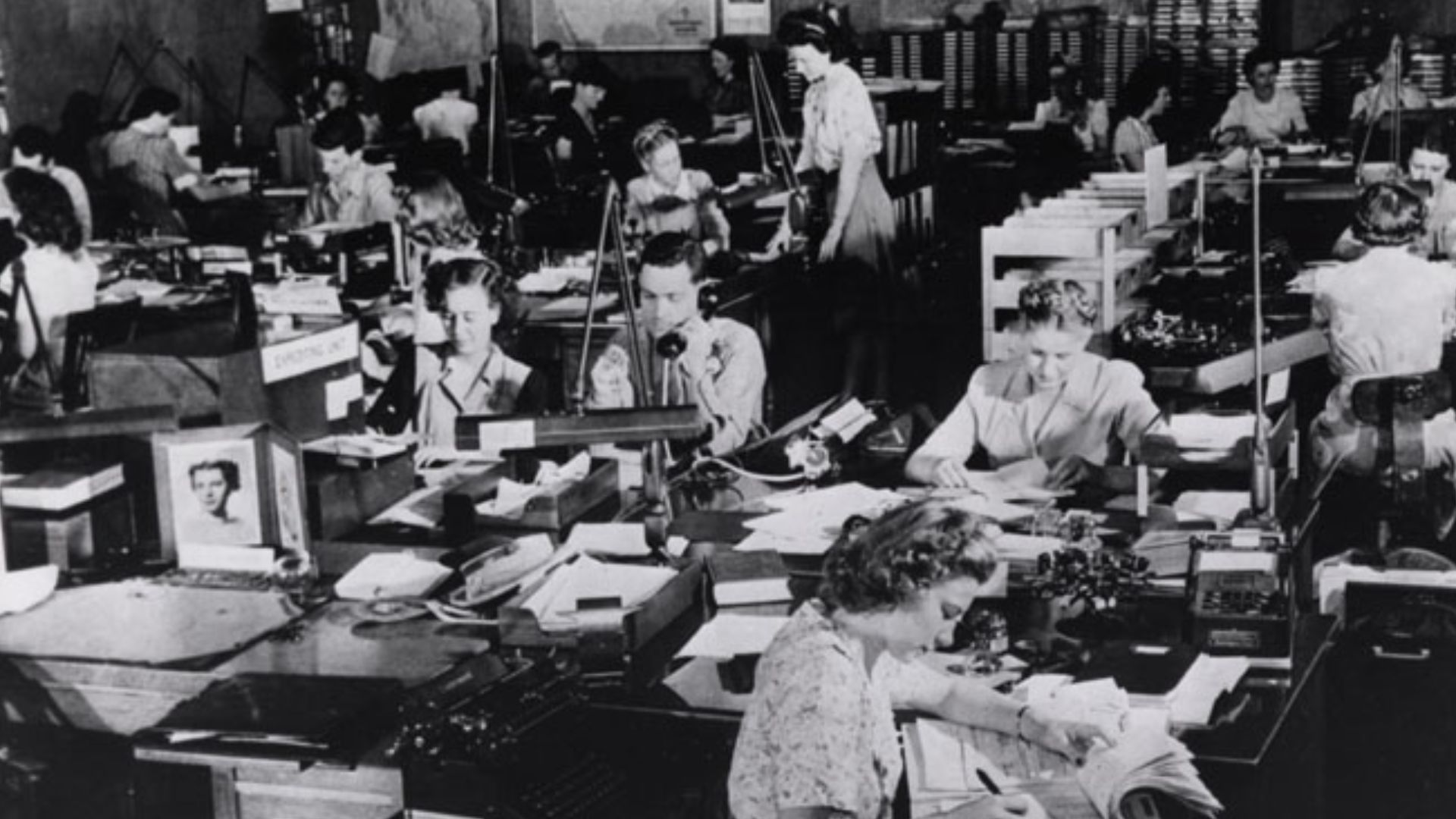 U.S. Army Signals Intelligence Service cryptologists at work at Arlington Hall, Virginia circa 1943