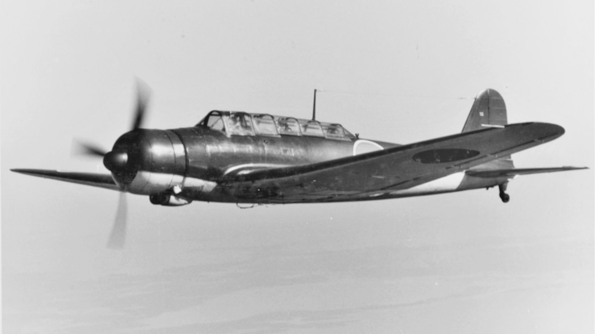 A captured Japanese Nakajima B5N2 torpedo bomber tested by the U.S. Navy Naval Air Test Center Patuxent River, Maryland (USA), in February 1943.