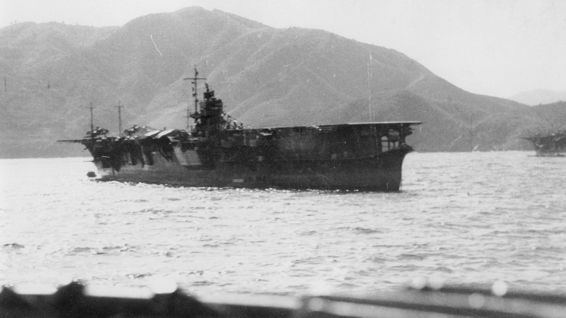 Japanese Aircraft Carrier Sōryū at anchor in the Kurile Islands, shortly before the start of the Pacific War