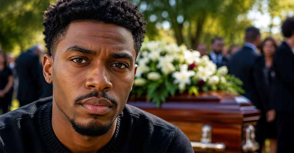 man at a funeral