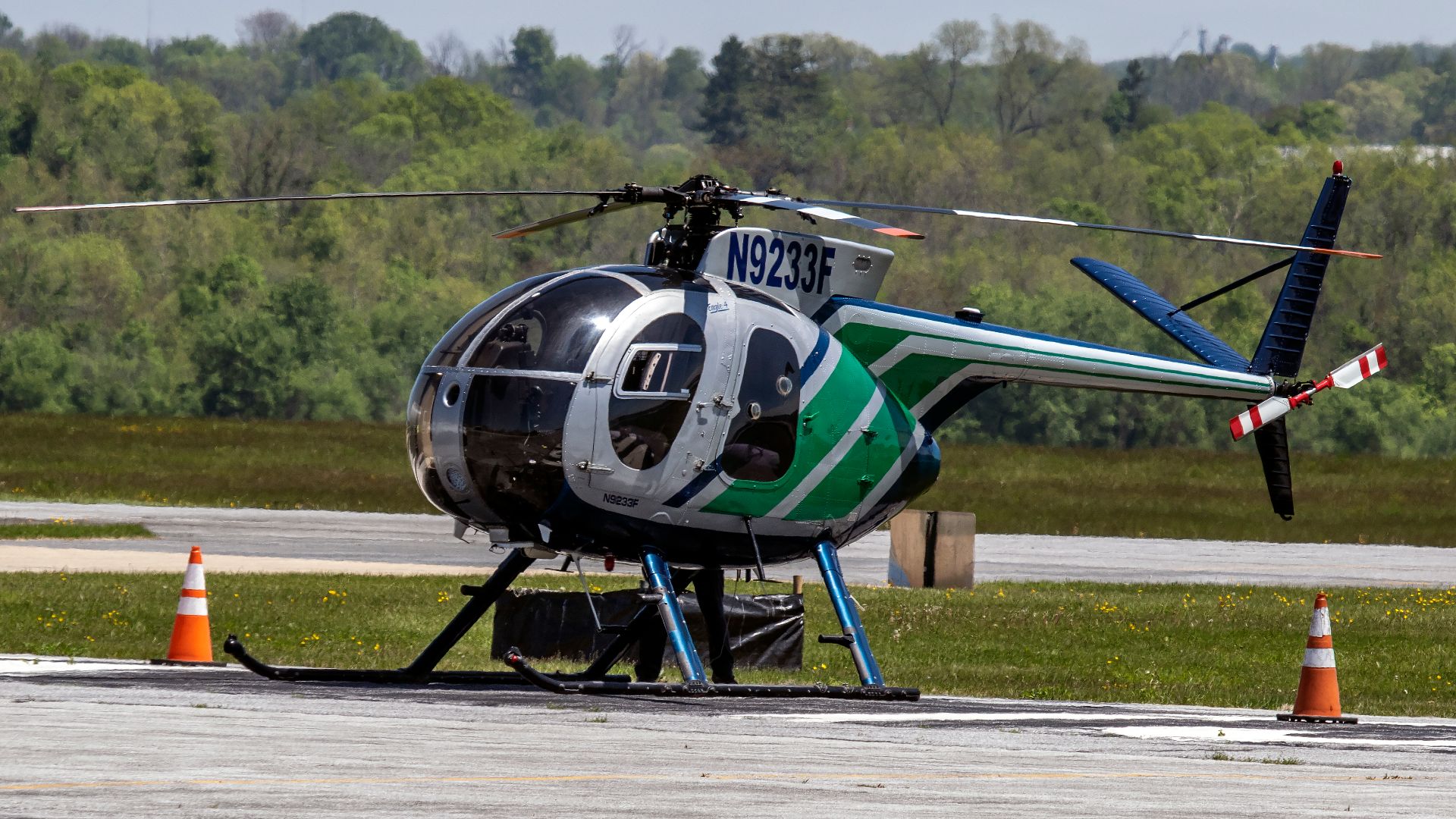 Kawasaki-Hughes 369HS helicopter N9233F at Frederick Municipal Airport, Maryland, USA