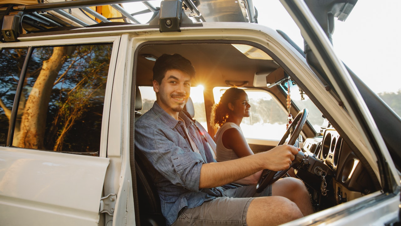 Young couple in the car