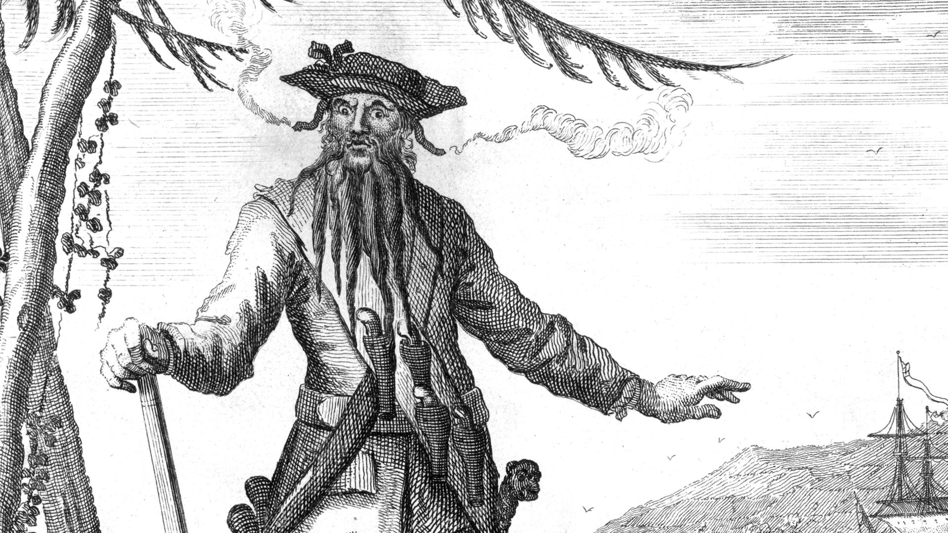 Blackbeard the Pirate: this was published in Defoe, Daniel; Johnson, Charles (1736 - although Angus Konstam says the image is circa 1726)