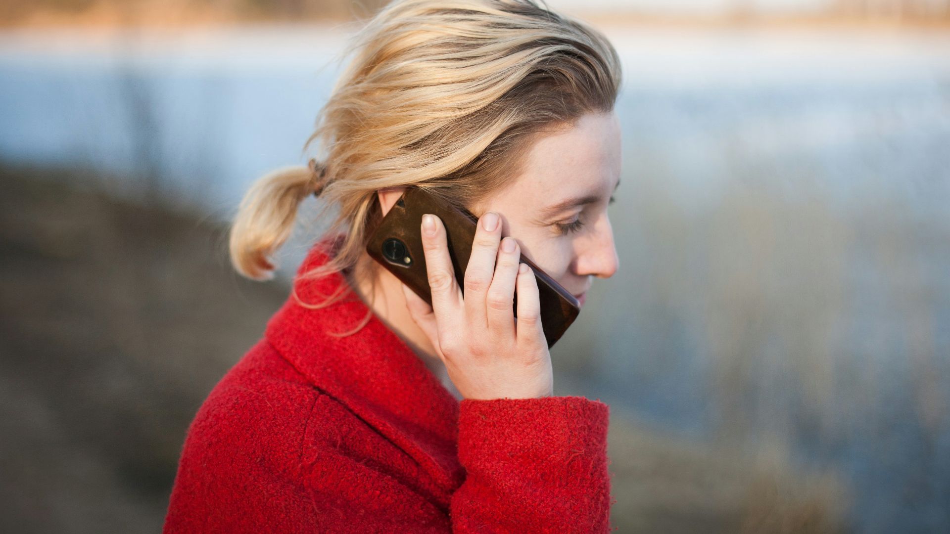 woman taking phone call