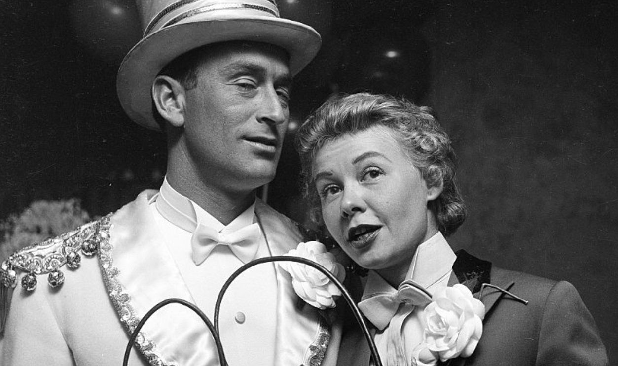 LOS ANGELES,CA - FEBRUARY 5,1955: Actress Vera-Ellen and husband Victor Rothschild attend Sonja Henie's Circus Party in Los Angeles,CA. 