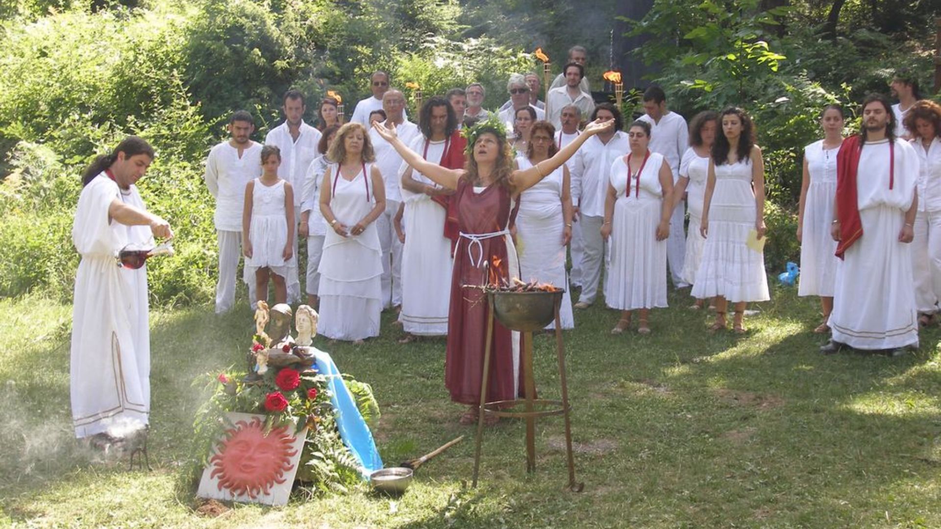 Hellen ritual performed by members of the YSEE, Supreme Council of Ethnikoi Hellenes.