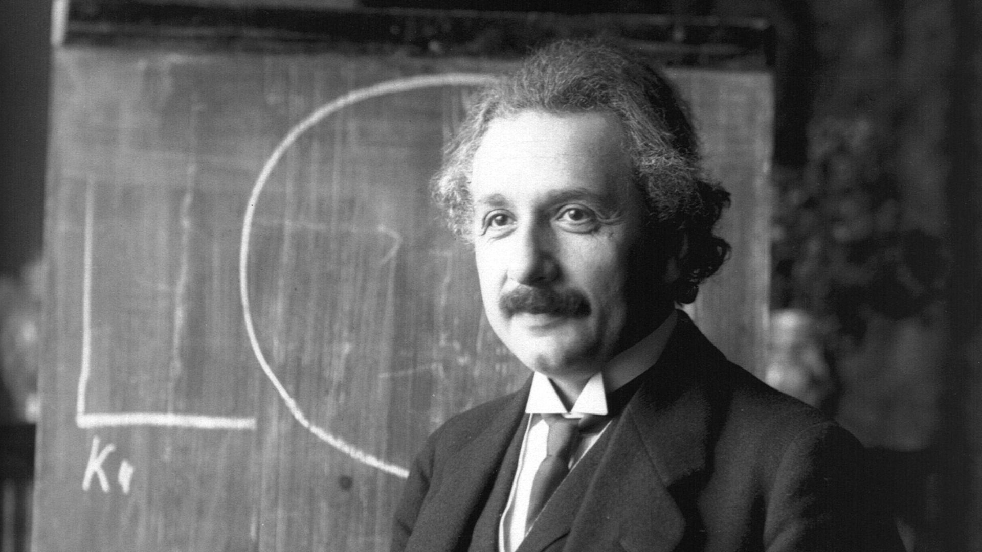 Albert Einstein during a lecture in Vienna in 1921.