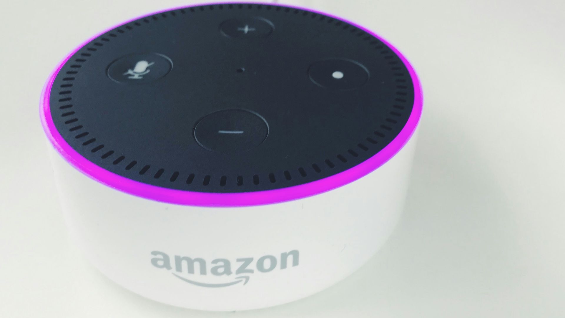 white and black Amazon Echo Dot 2